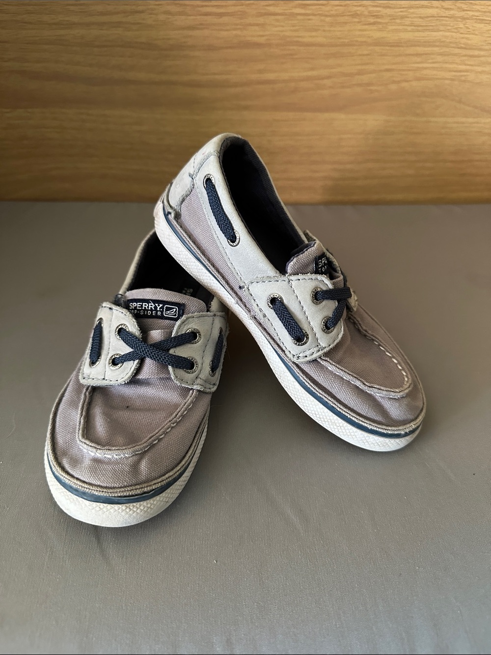 Sperry Kids Gray and Navy Canvas Boat Shoes